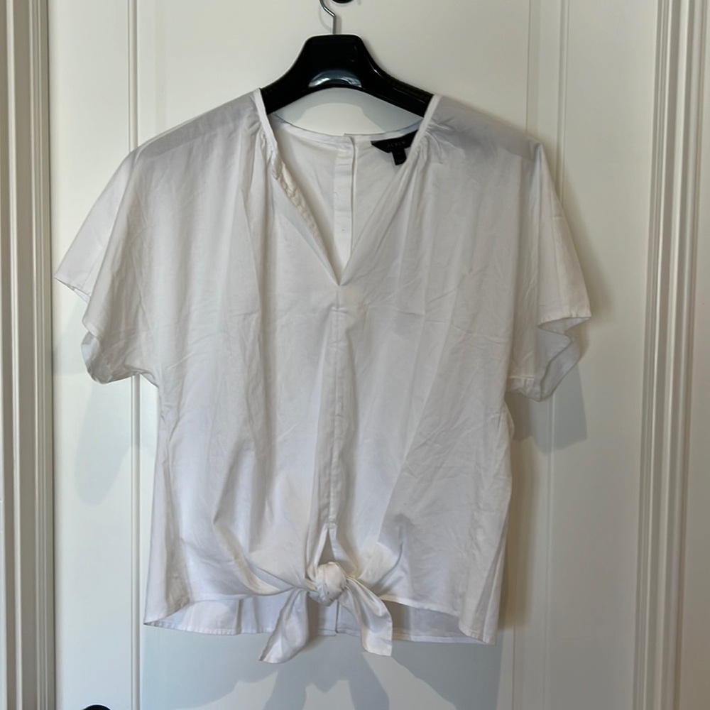 J Crew Short Sleeve Tie Front Button Back Shirt